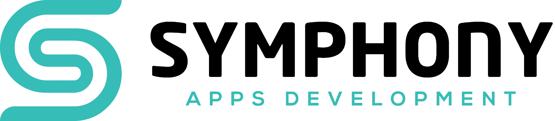 Symphony Apps Development logo — teal interlocking S monogram beside the studio wordmark